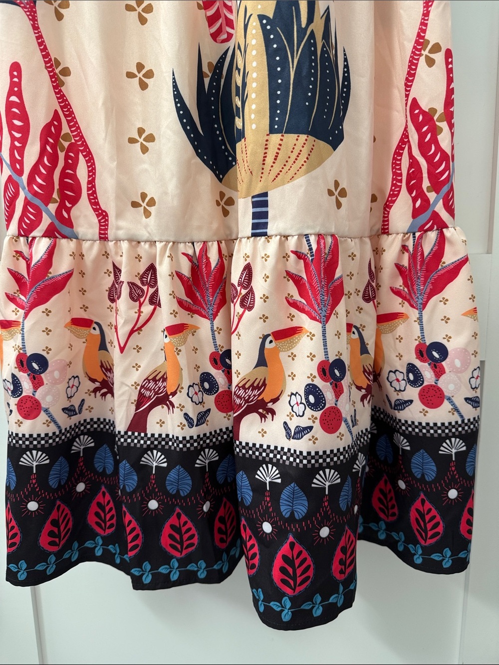 Maxi Sundress with Pink & Navy Leaf Print - Picture 5 of 12